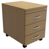 Mobile 3-Drawer Pedestal Urban Oak - Universal Storage Can Be Used Alone Or Accompany The Switch, Komo or Ashford Ranges