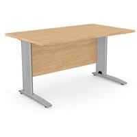Cantilever Office Desk Rectangular With Silver Cable Managed Leg W1400xD800xH725mm Beech Komo