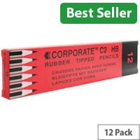 Red HB Pencils with Eraser Tip Pack of 12