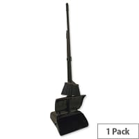 Heavy Duty Long Handled Dustpan and Brush Set With Lid Black