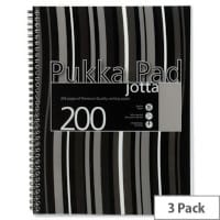 Pukka Pad Jotta A4 Notebook Wirebound Plastic Punched 200 Pages Black Stripes Pack 3