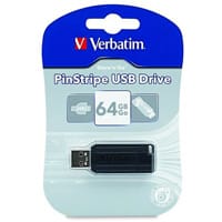 Verbatim PinStripe USB Drive - 64GB - Retractable USB 2.0 Memory Stick - Black - High-Capacity Storage for Easy Data Transfer