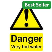 Safety Sign Danger Very Hot Water 75x50mm Self-Adhesive