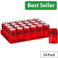 Coca-Cola Zero Sugar Soft Drink Cans, 330ml (Pack of 24)