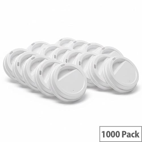 MyCafe Plastic Lids For 12oz-16oz Paper Disposable Cups White Pack of 1000