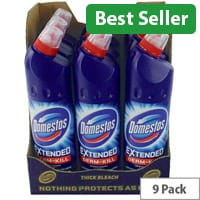 Domestos Pack of 9 Original Bathroom Disinfectant Thick Bleach 750ml