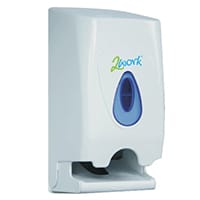 2Work Twin Toilet Roll Plastic Dispenser White