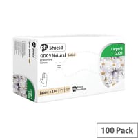 Disposable Powder-Free Latex Gloves Large Box of 100 Shield GD05