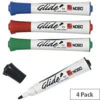 Nobo Glide Dry Wipe Marker Assorted Pack of 4 1902096