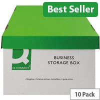Q-Connect Business Archive Storage Box, 335x400x250mm (Pack of 10, Ref KF21660) - Durable Storage for Archiving Documents