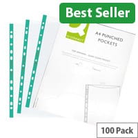 Q-Connect Deluxe A4 Punch Pocket Top Opening 65 Micron Pack 100