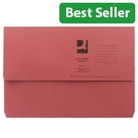 Document Wallet Half Flap Foolscap Red Pack 50 Q Connect, High Capacity Up To 300 Sheets, Environmentally Friendly, Multipurpose Storage