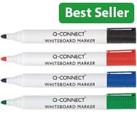 Q-Connect Dry Wipe Markers - Pack of 4 (Black, Blue, Green, Red)
