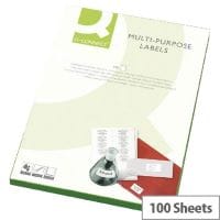 Q-Connect Multi-Purpose Labels, 16 Per Sheet, 99.1x34mm (1600 Labels) - Perfect for Addressing, Filing, and Organising