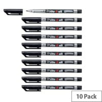 Stabilo Write-4-All Permanent Marker Pens, Medium Point, 1.0mm, Black (Pack of 10) - Reliable Markers for Multiple Surfaces