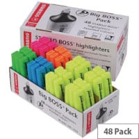 Stabilo Boss Highlighter Pens - Assorted Colours Pack 48 - Yellow/Blue/Green/Pink/Orange - 70/48-1
