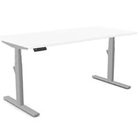 LEAP Electric Dual Motor Height Adjustable Rectangular Sit Stand Desk Portal Top W1400xD800xH620-1270mm White Top Silver Frame