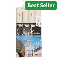 Uni Chalk Markers Medium White Pack of 4