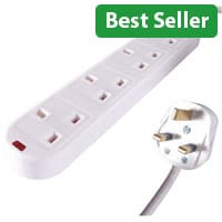 Connekt Gear UK 4‑Gang Surge‑Protected Extension Block 5m