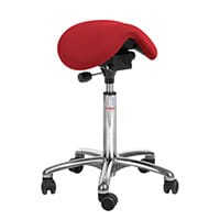 Mini Easymek Seat Saddle Stool With Easy Clean Red 3D Runner Seat Upholstery H600 - 790mm Aluminum Frame