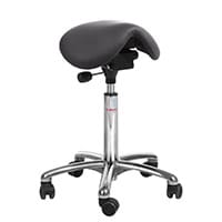 Mini Easymek Seat Saddle Stool With Black Leather Look Seat Upholstery H600 - 790mm Aluminum Frame