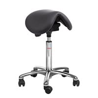 Dalton Easymek Seat Saddle Stool With Black Leather Look Seat Upholstery H600 - 790mm Aluminum Frame