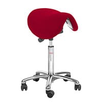 Pinto Easymek Seat Saddle Stool With Easy Clean Red 3D Runner Seat Upholstery Aluminum Base H610 - 800mm Aluminum Frame