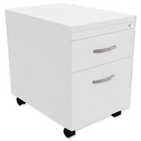 Mobile Filing Pedestal 2-Drawer White - Universal Storage Can Be Used Alone Or Accompany The Switch, Komo or Ashford Ranges