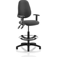 Eclipse II Lever Task Operator Office Chair, Charcoal, Height Adjustable, With Draughtsman Kit
