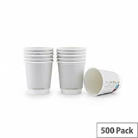 Compostable Double Wall Coffee Cups 8oz/250ml Pack of 500 Oyster White - Eco-Friendly Cups for Hot Drinks