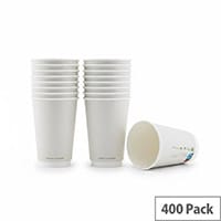 Compostable Double Wall Coffee Cups 16oz/450ml Pack of 400 Oyster White - Sustainable Eco Friendy Hot Drink Cups
