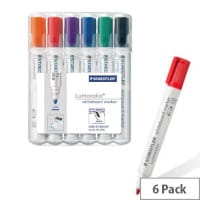 Staedtler Lumocolor 351 Drywipe Whiteboard Markers Assorted Pack of 6 351 WP6