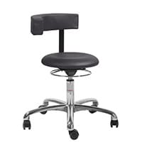 Saturn Ergonomic Stool With 360° Swivel Back-Arm Rest PUre Imitation Leather Black H540 - 730mm Aluminum Frame