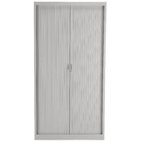 Steel Open Tambour 1950 mm H x 1000 mm W x 450 mm D in Grey, Lockable Side Opening Shutter Doors, Includes 4 Shelves, 5 Year Guarantee