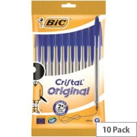 Bic Cristal Ballpoint Pen, Medium, Blue (Pack of 10) - Classic Writing Pen for Smooth and Consistent Writing