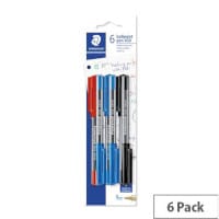 Staedtler 430 Ballpoint Pen, Medium, Assorted Colours (Pack of 6) - Reliable and Smooth Writing Experience