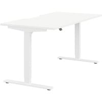 Zoom Electric Dual Motor Height Adjustable Sit Stand Office Desk Dual Purpose Reversible Scallop Top W1600xD800xH685-1185mm White Top White Frame 10 Year Warranty