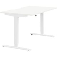 Zoom Electric Dual Motor Height Adjustable Sit Stand Office Desk Dual Purpose Reversible Scallop Top W1400xD800xH685-1185mm White Top White Frame 10 Year Warranty