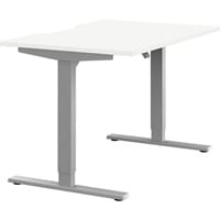 Zoom Electric Dual Motor Height Adjustable Sit Stand Office Desk Dual Purpose Reversible Scallop Top W1200xD800xH685-1185mm White Top Silver Frame 10 Year Warranty