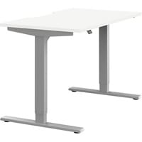 Zoom Electric Dual Motor Height Adjustable Sit Stand Office Desk Dual Purpose Reversible Scallop Top W1200xD700xH685-1185mm White Top Silver Frame 10 Year Warranty