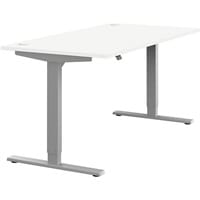 Zoom Electric Dual Motor Height Adjustable Sit Stand Office Desk Portal Top W1600xD800xH685-1185mm White Top Silver Frame 10 Year Warranty