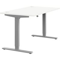 Zoom Electric Dual Motor Height Adjustable Sit Stand Office Desk Portal Top W1400xD800xH685-1185mm White Top Silver Frame 10 Year Warranty