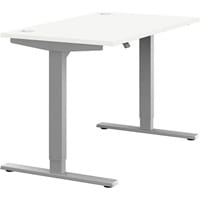 Zoom Electric Dual Motor Height Adjustable Sit Stand Office Desk Portal Top W1200xD700xH685-1185mm White Top Silver Frame 10 Year Warranty