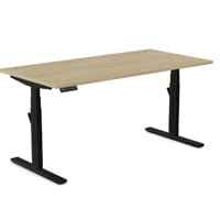 LEAP Electric Dual Motor Height Adjustable Rectangular Sit Stand Desk Portal Top W1600xD800xH620-1270mm Urban Oak Top Black Frame