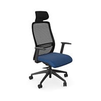 NV Ergonomic Posture Office Chair - Contoured Breathable Mesh Back - Headrest - Adjustable Lumbar Support - Black Frame - Navy Blue Seat