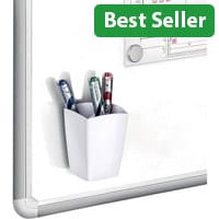 CEP Magnetic Whiteboard Pen Cup - White, Two‑Compartment Holder (Model 530MG)