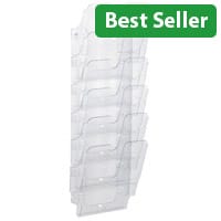 Durable Flexiplus 6‑Pocket A4 Wall‑Mounted Literature Holder Clear