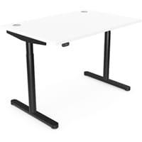 RoundE Electric Dual Motor Height Adjustable Rectangular Home Office Sit Stand Desk Portal Top W1200xD700xH650-1150mm White Top Black Frame 10 Year Warranty