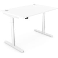 RoundE Electric Dual Motor Height Adjustable Rectangular Home Office Sit Stand Desk Portal Top W1200xD700xH650-1150mm White Top White Frame 10 Year Warranty