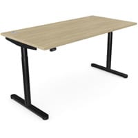 RoundE Electric Dual Motor Height Adjustable Rectangular Home Office Sit Stand Desk Portal Top W1600xD700xH650-1150mm Urban Oak Top Black Frame 10 Year Warranty